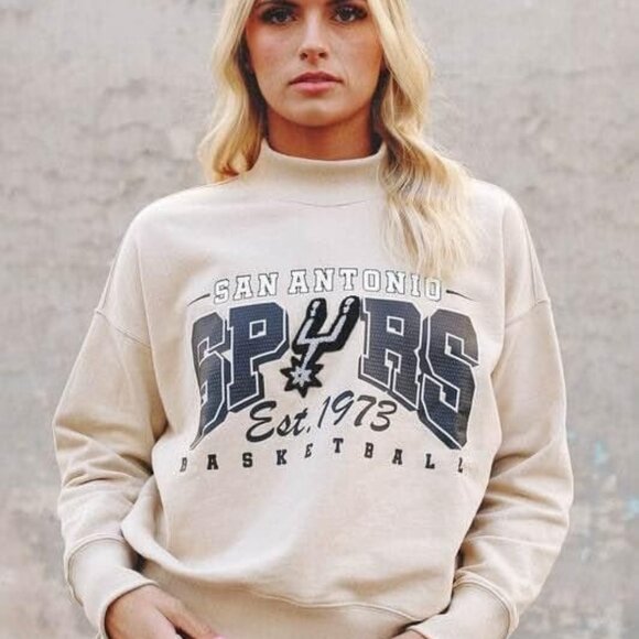 San Antonio‎ Spurs NBA Women’s QORE Mock Neck Neutral Pullover Sz M/L - Picture 1 of 7